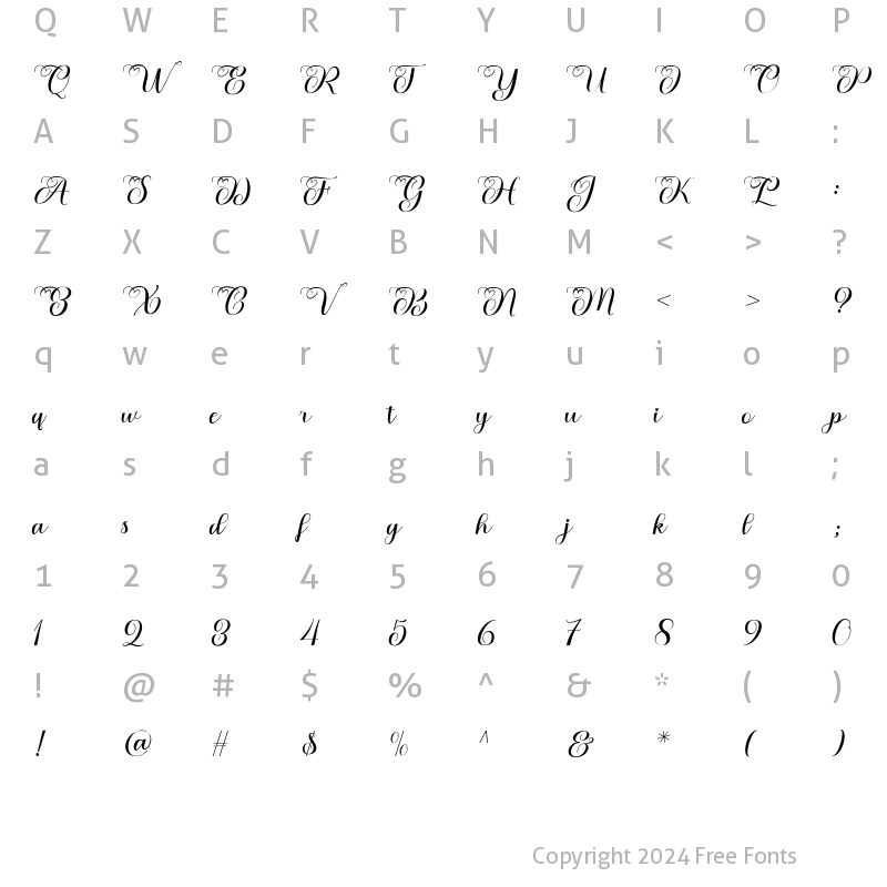 Character Map of Agnesia Regular