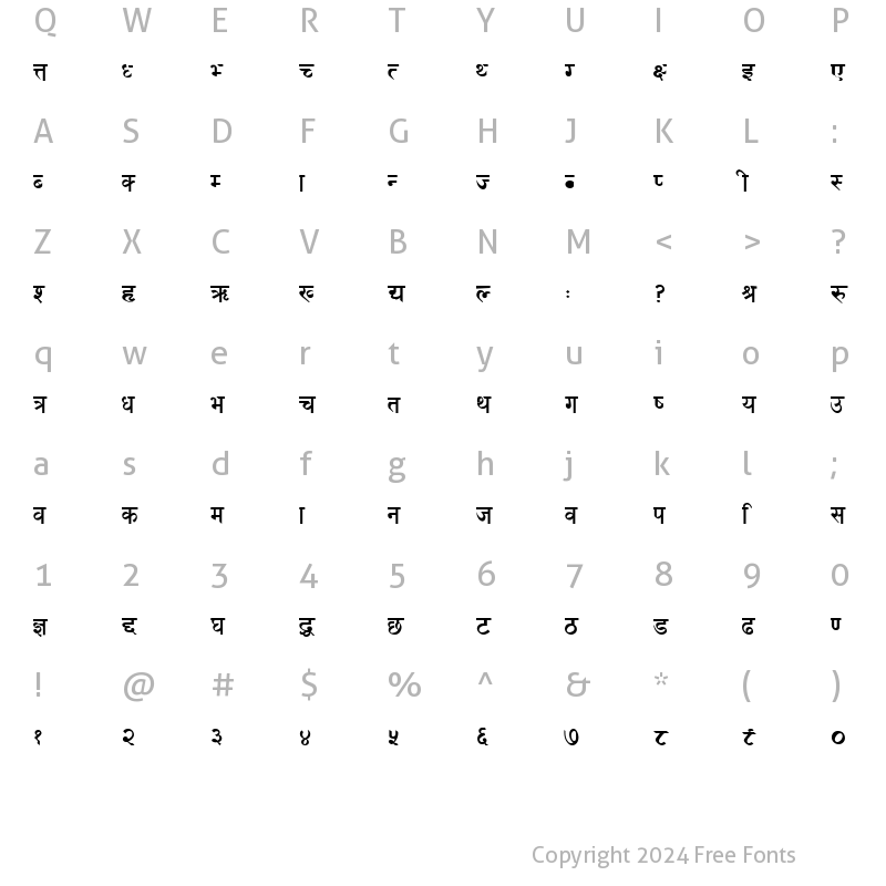 Character Map of AgniParikchha Bold62391 12411 PM