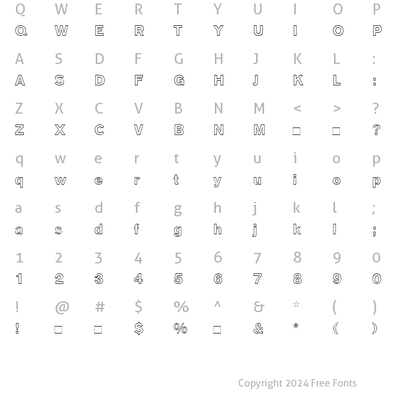 Character Map of AGOldFaceOutline Bold