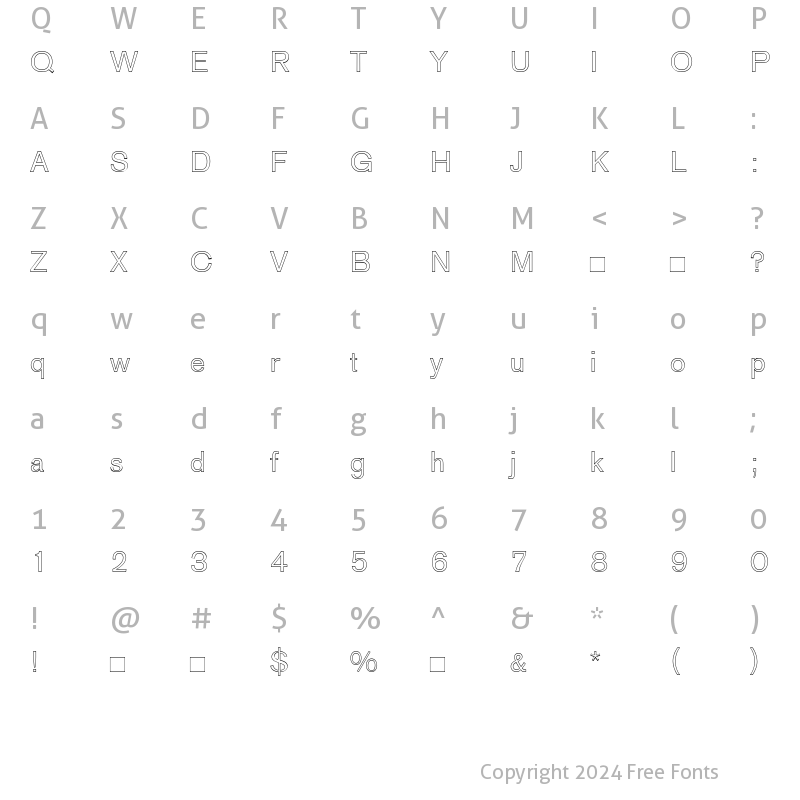 Character Map of AGOldFaceOutline Roman