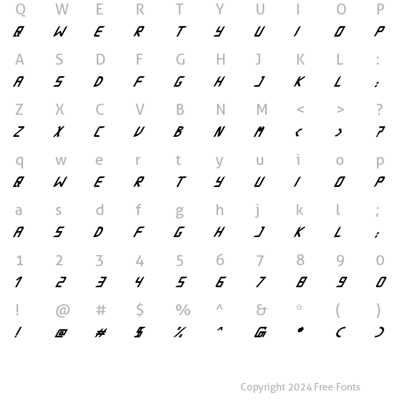 Character Map of Agrandize Sans