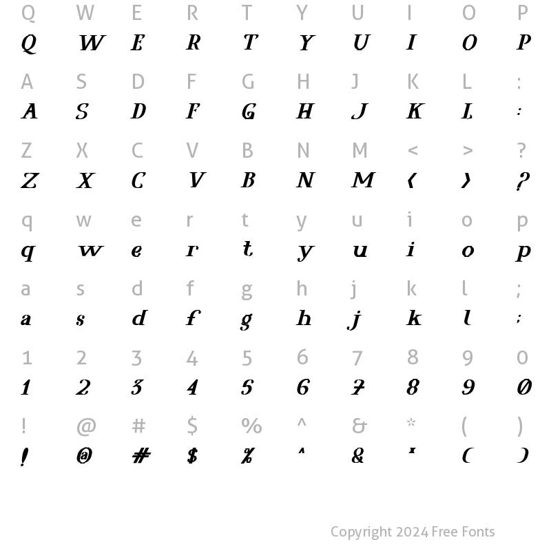 Character Map of Agrasia Bold Italic Bold Italic