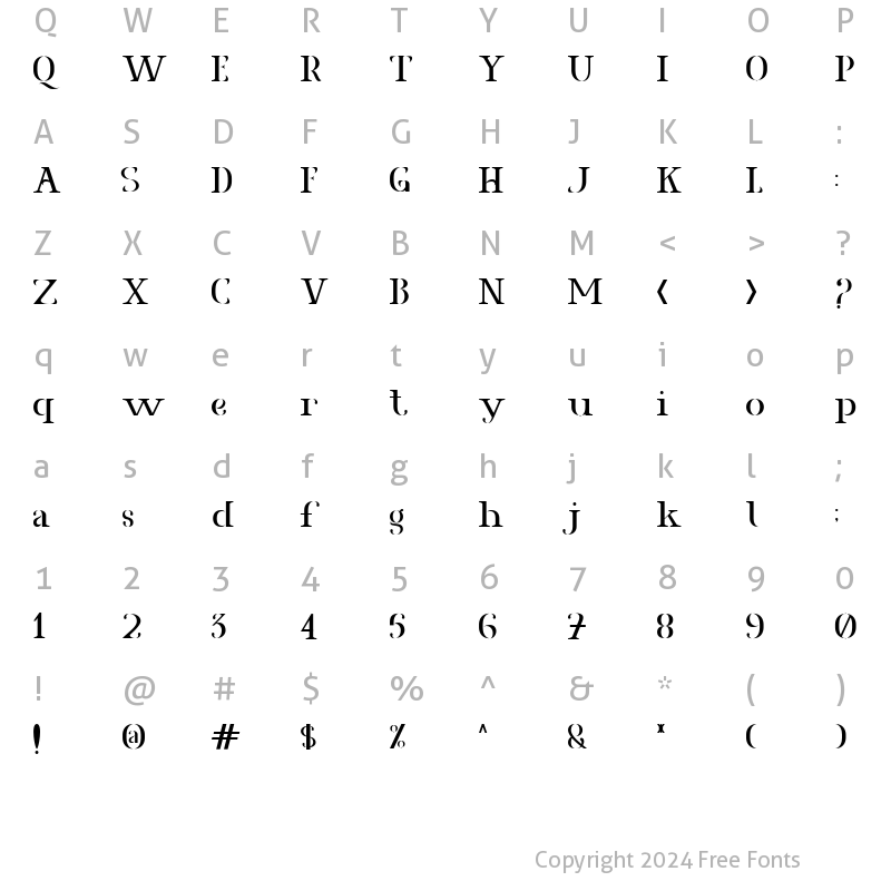 Character Map of Agrasia Regular