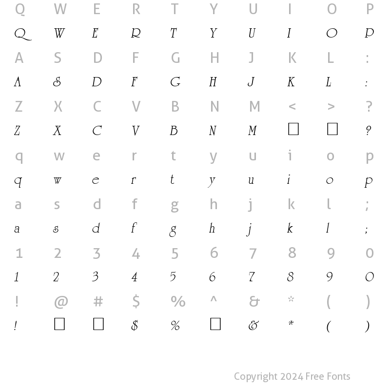 Character Map of AGReverance Oblique