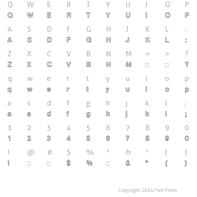 Character Map of AGRoundedMediumOutline-Book Book