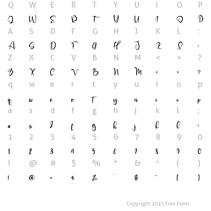 Character Map of Aguellera Regular