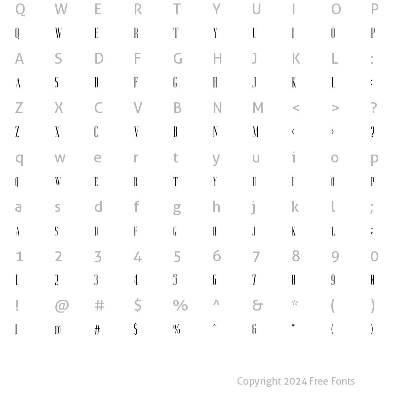 Character Map of Aguero Serif Regular