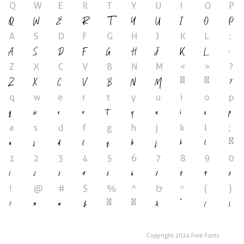 Character Map of Agustine Roland Regular