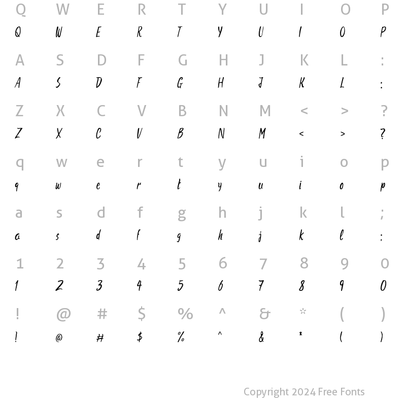 Character Map of Aharon Regular