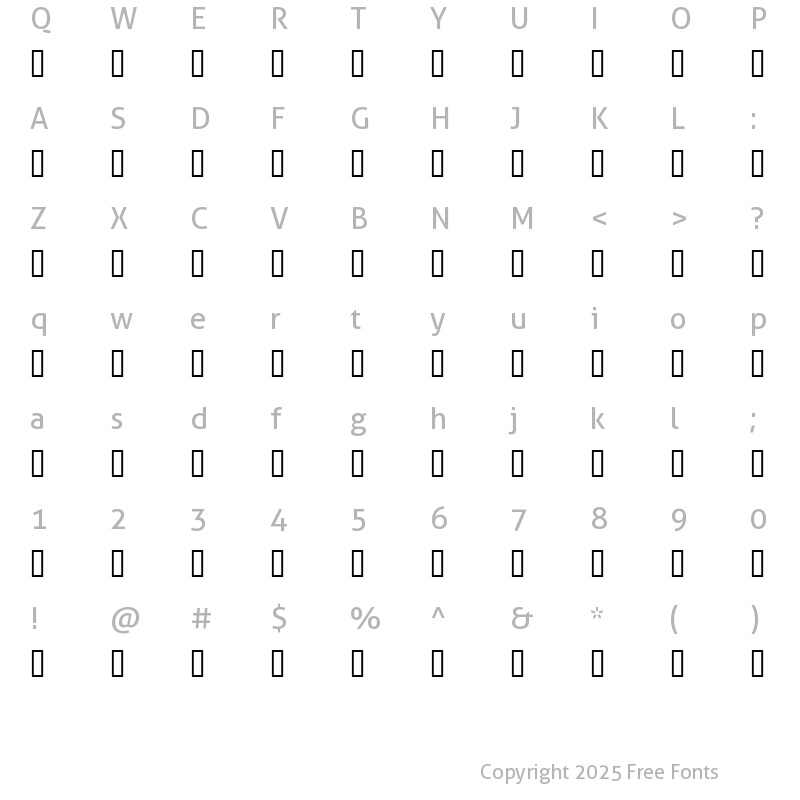Character Map of AHBanti Regular