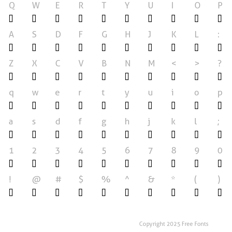 Character Map of AHHiru Regular