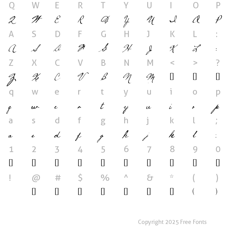 Character Map of Ahoy Mother's Script 1