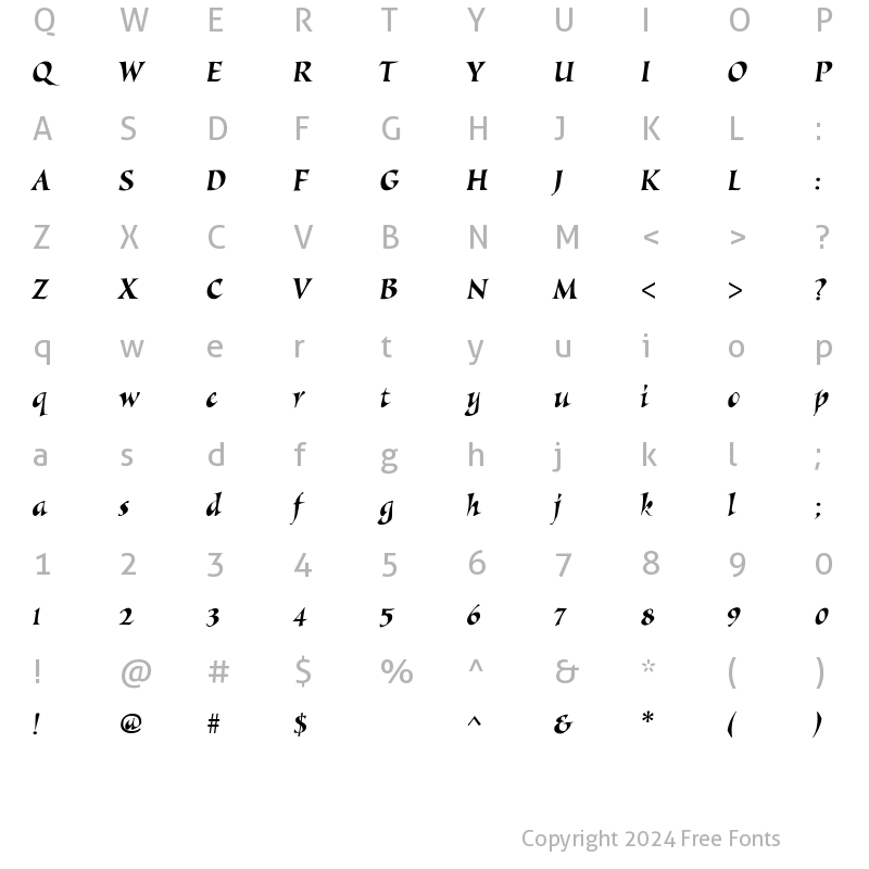 Character Map of AIAlexiaItalic Italic