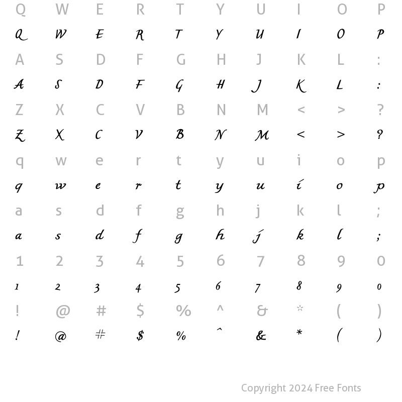 Character Map of AIBritishWriting Medium