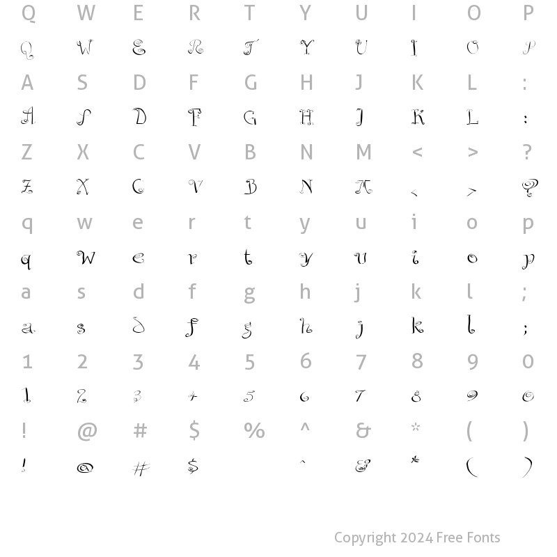 Character Map of AIChaoTiqua Regular