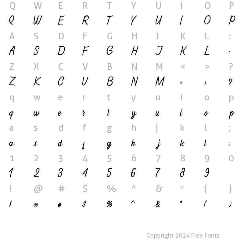 Character Map of Aidad Regular