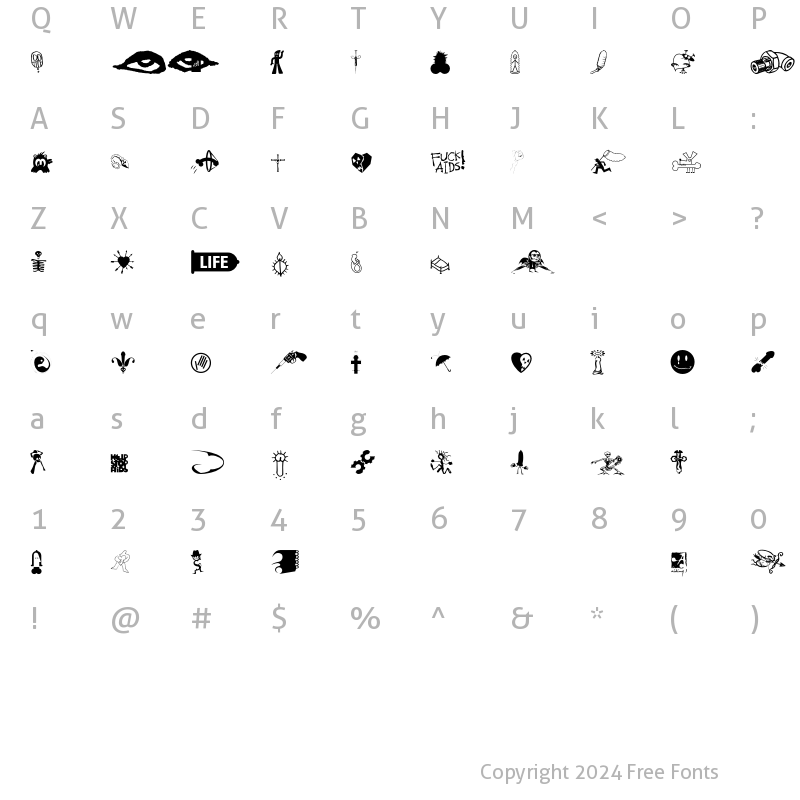 Character Map of Aiding1 Regular