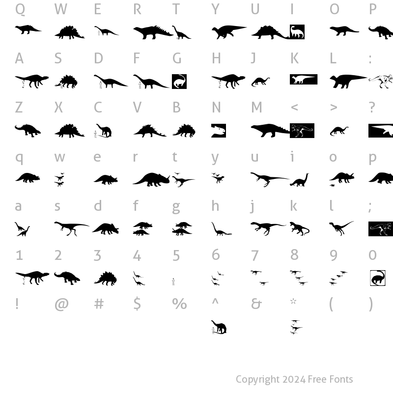 Character Map of AIDinoSaurier Regular