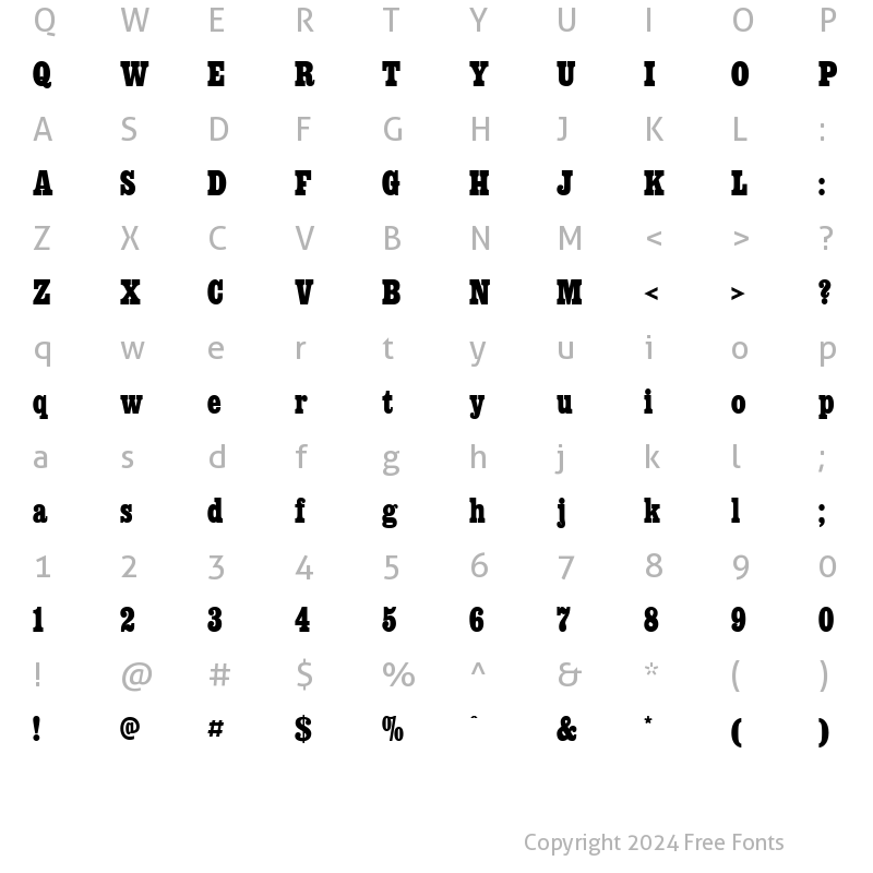 Character Map of AIEgyptianConBolSma Regular