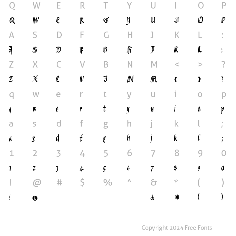 Character Map of AIFraktScript Regular