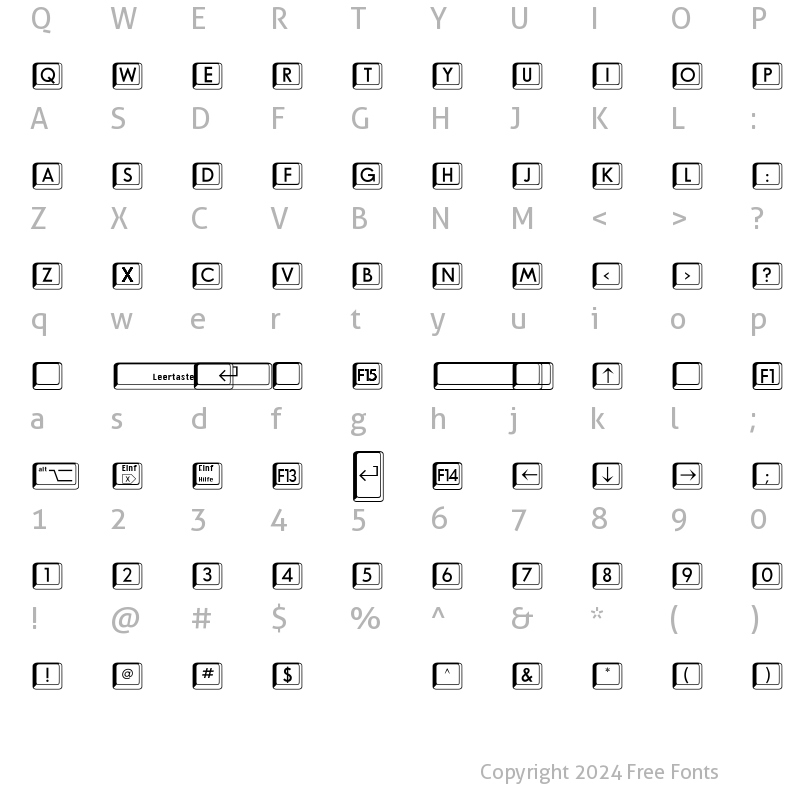 Character Map of AIKleinsTasten Regular