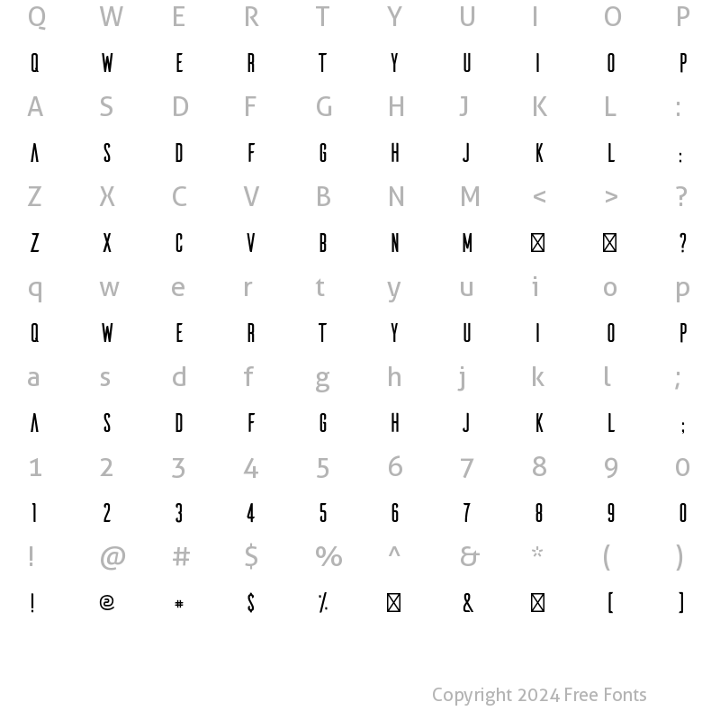 Character Map of Ailerons Regular