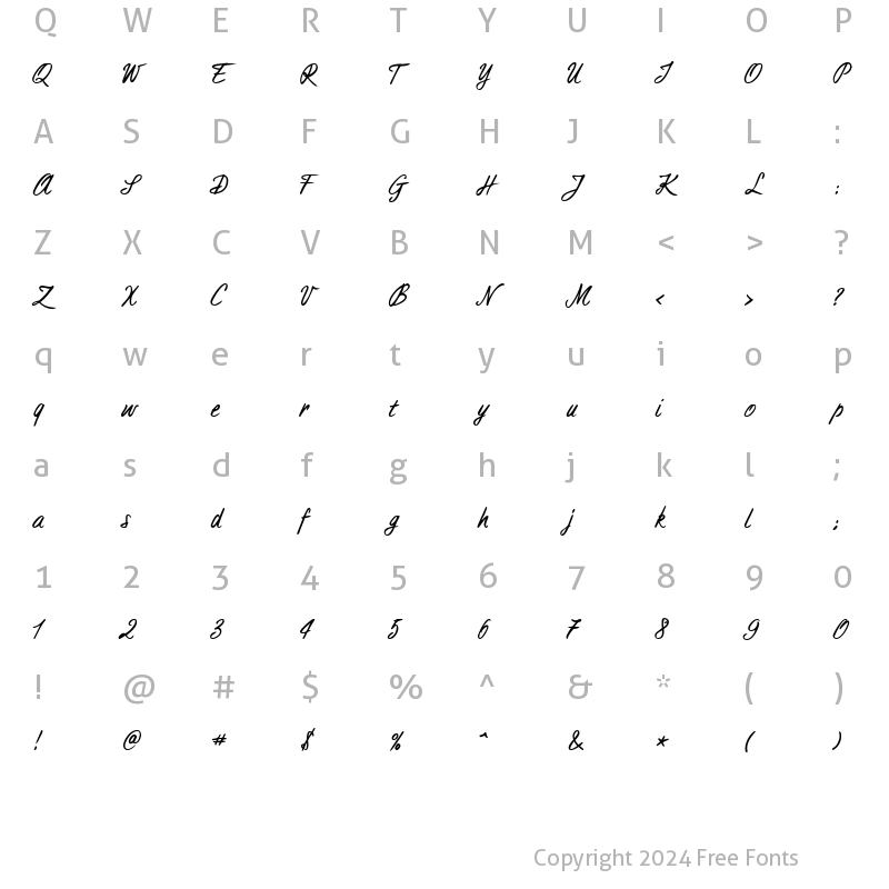 Character Map of Aimee Bold