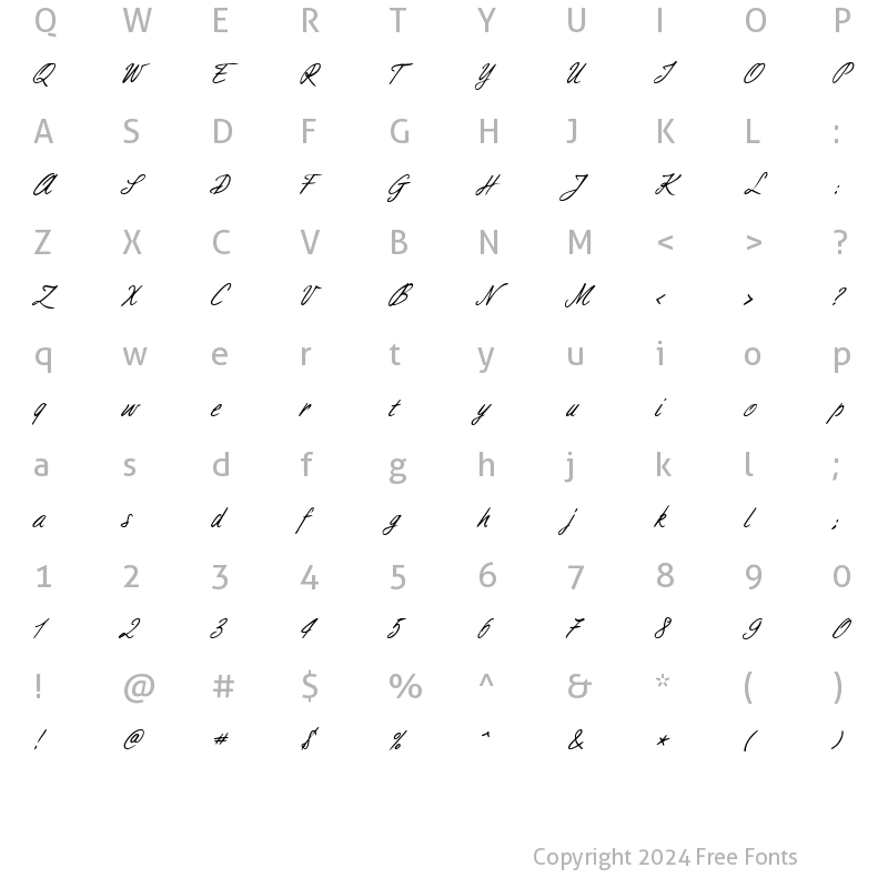 Character Map of Aimee Italic