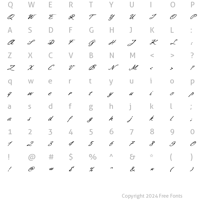 Character Map of AimeeExtended Italic