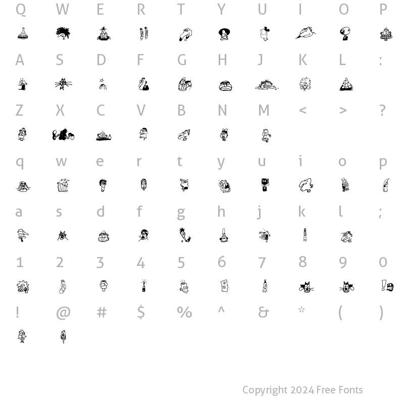 Character Map of AIMoreHeds Regular