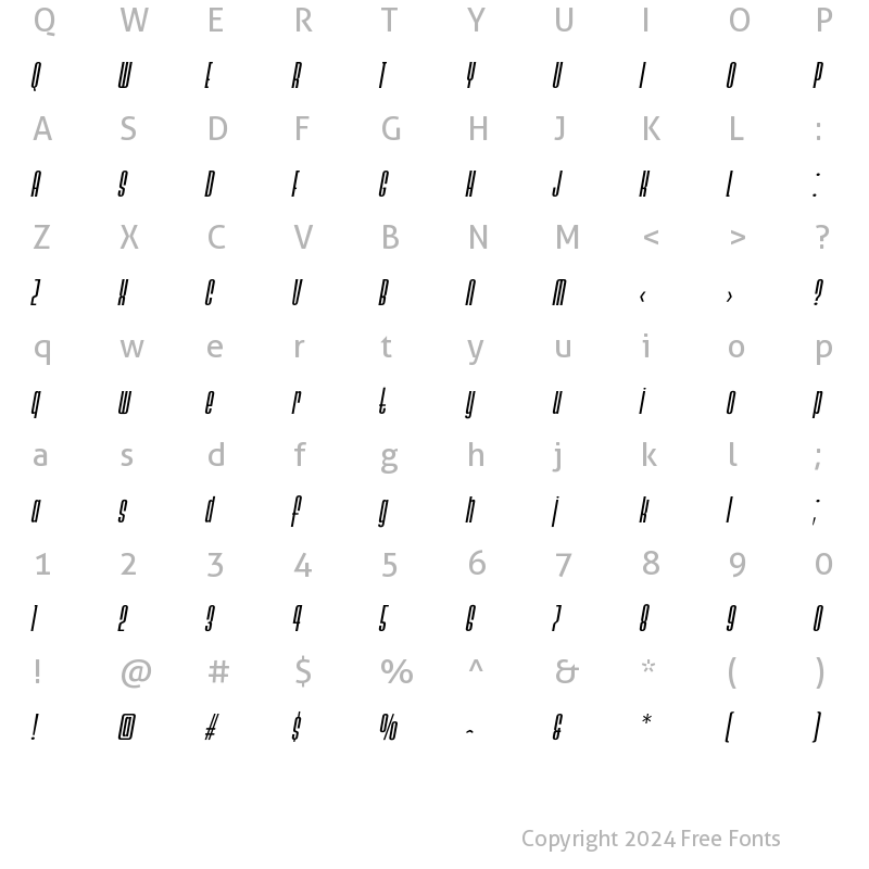 Character Map of Ainsdale Medium Italic