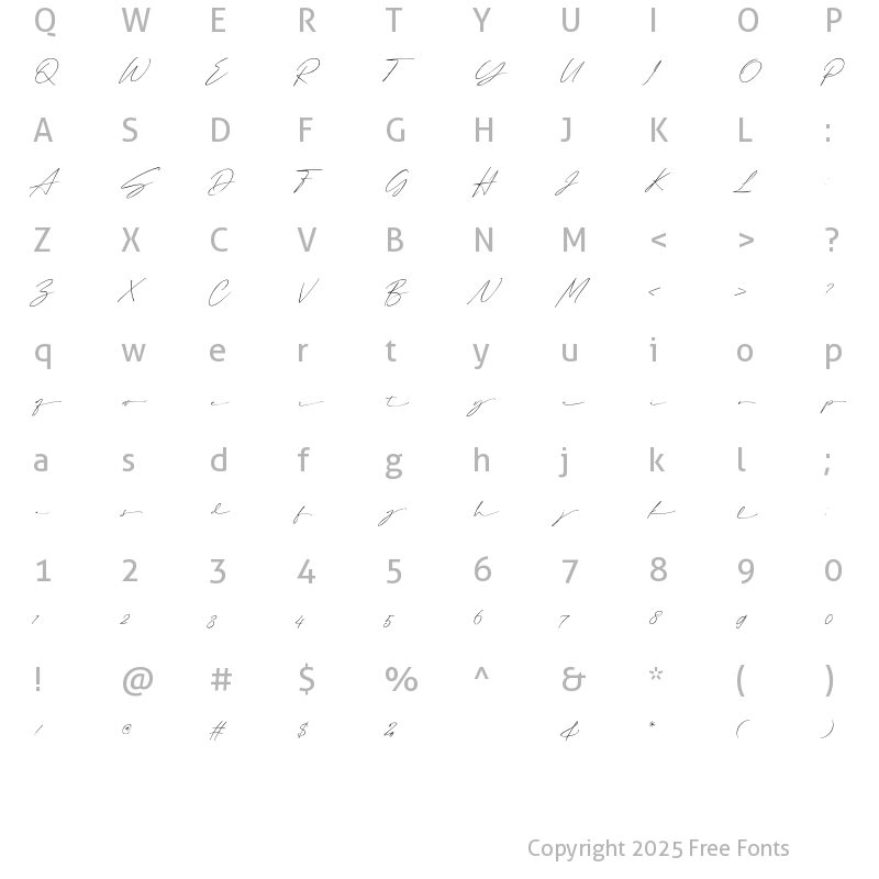 Character Map of Ainsley Fina Regular