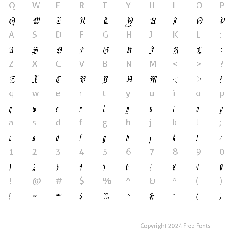 Character Map of AinsworthSSK Italic