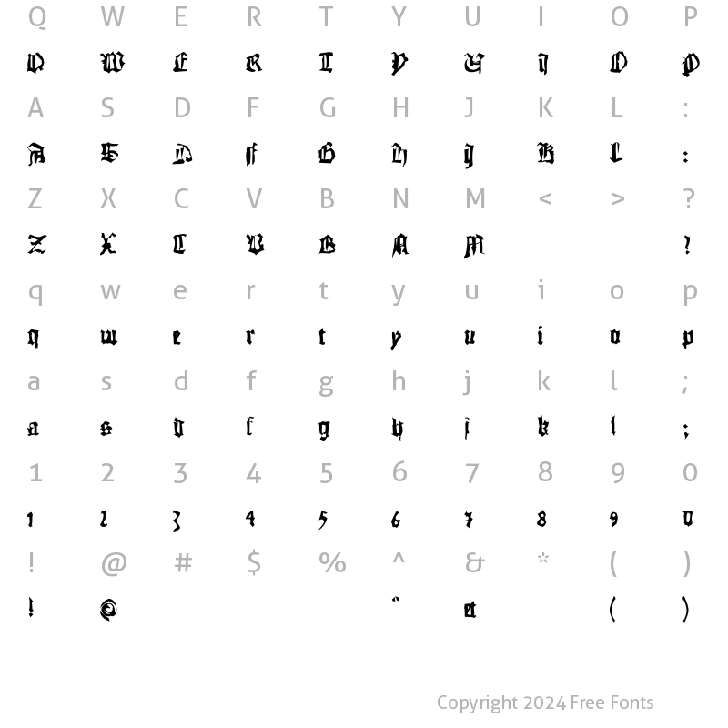 Character Map of AIQuasimodo Regular