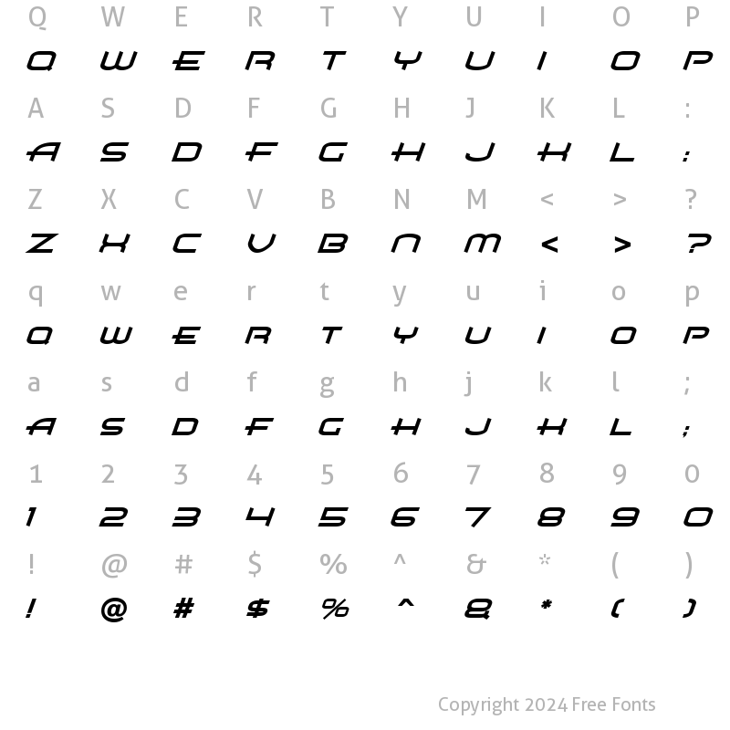 Character Map of Air Flow BTN BoldOblique