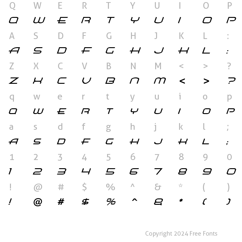 Character Map of Air Flow BTN Oblique