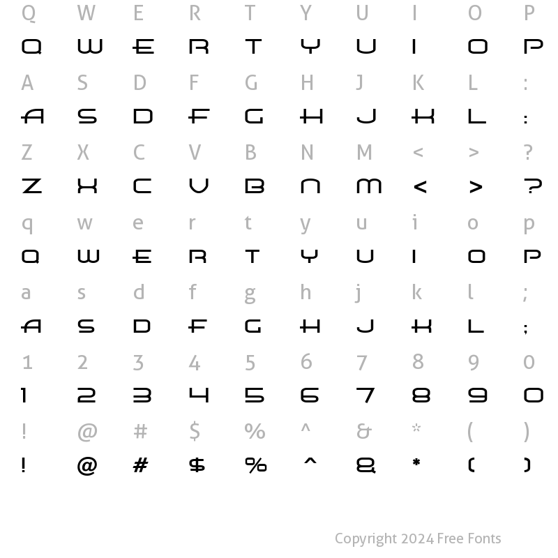 Character Map of Air Flow BTN Regular