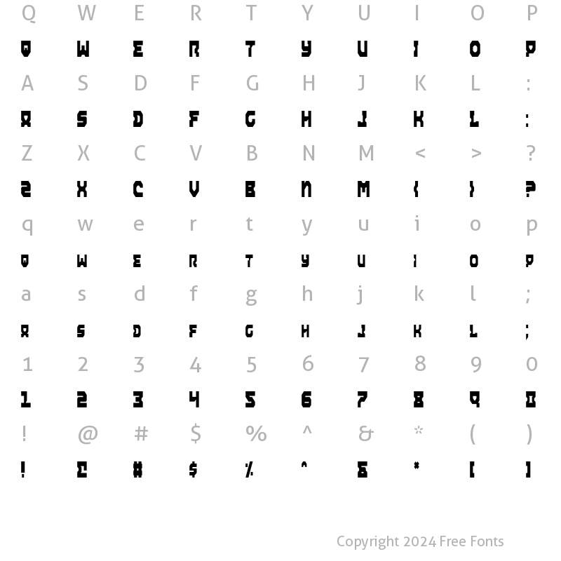 Character Map of Airacobra Condensed Condensed