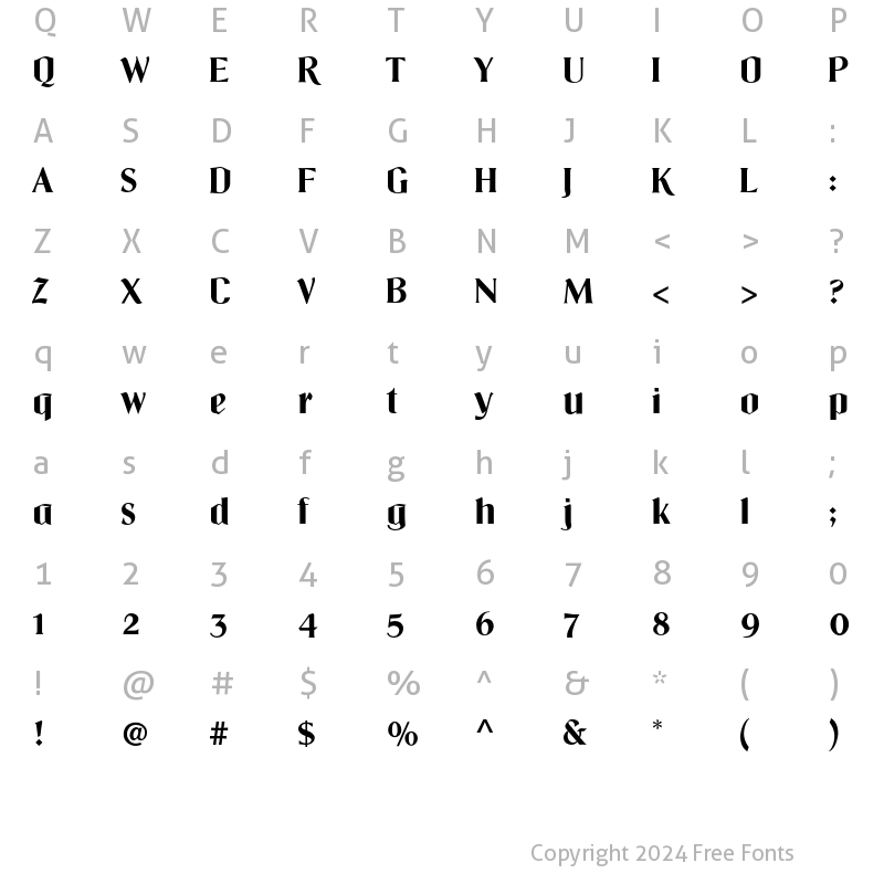 Character Map of Airam LT Std Regular