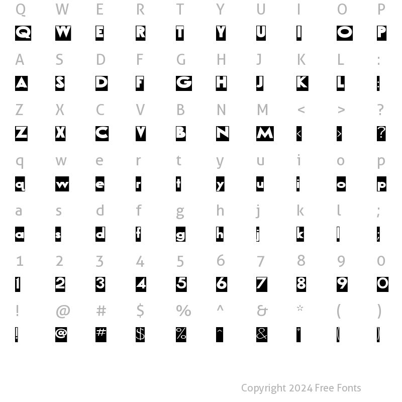 Character Map of AirbrushReverse Regular