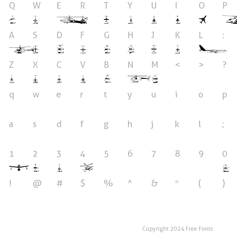 Character Map of Aircraft1 Regular