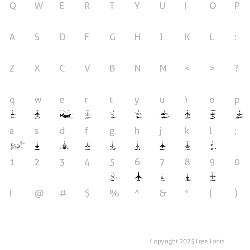 Character Map of Aircraft2 Regular