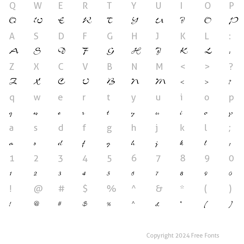 Character Map of AirfoilScriptSSK Regular