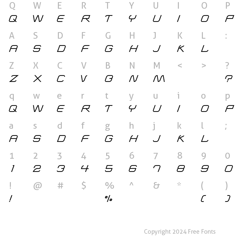 Character Map of Airline Normal Regular