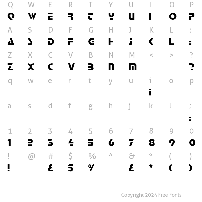 Character Map of Airliner 1 Regular