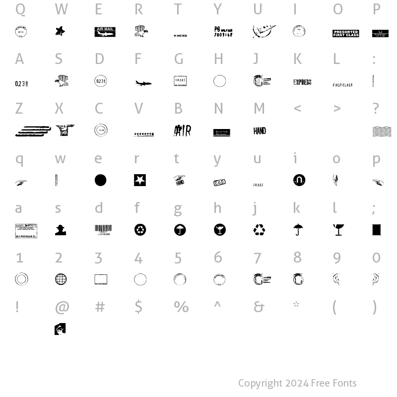 Character Map of AirMail Postage Regular