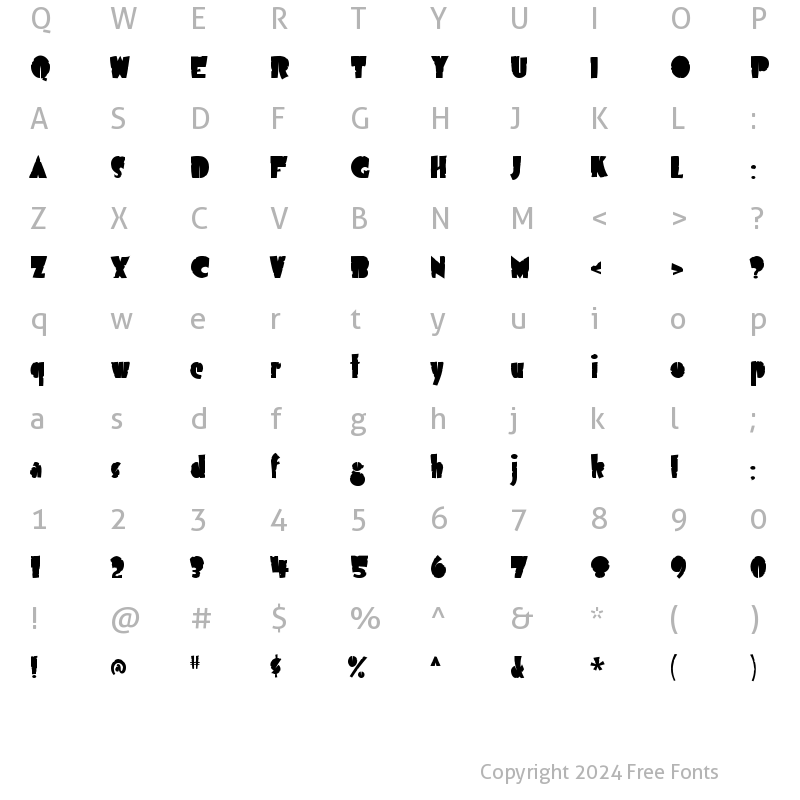 Character Map of Airmole Antique Regular