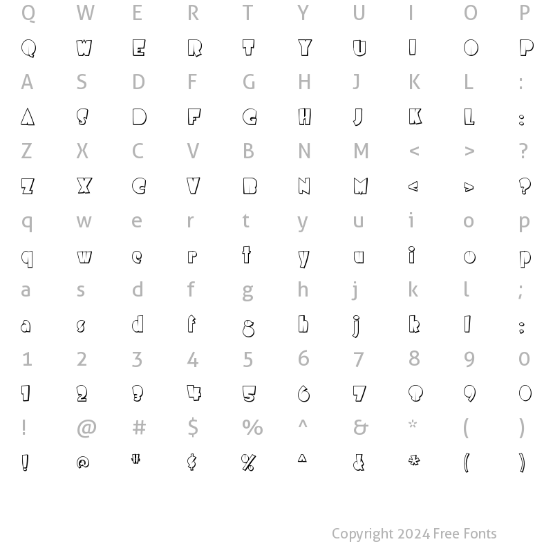 Character Map of Airmole Shaded Regular