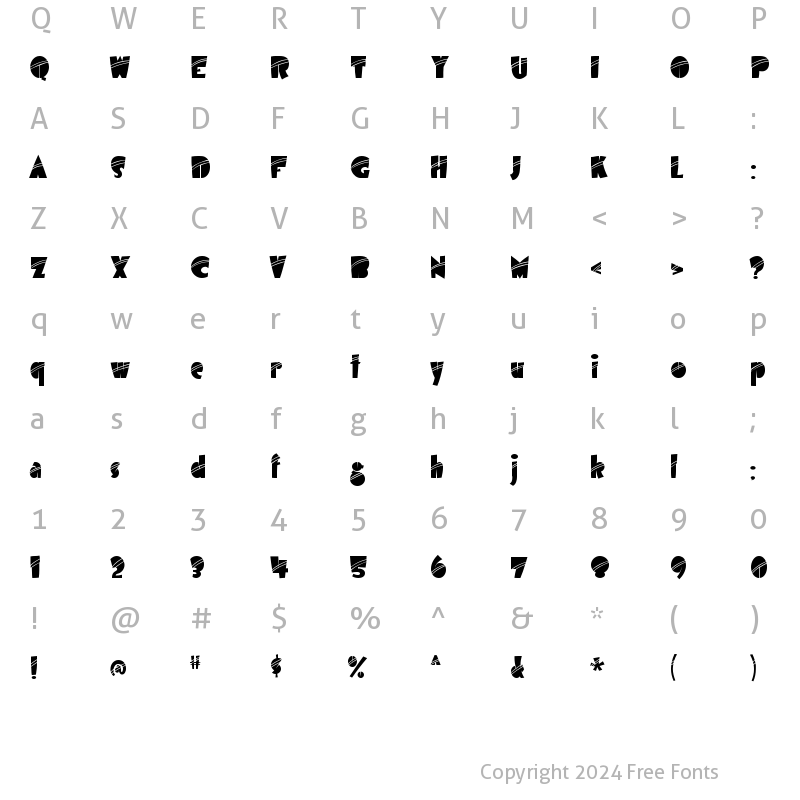 Character Map of Airmole Stripe Regular