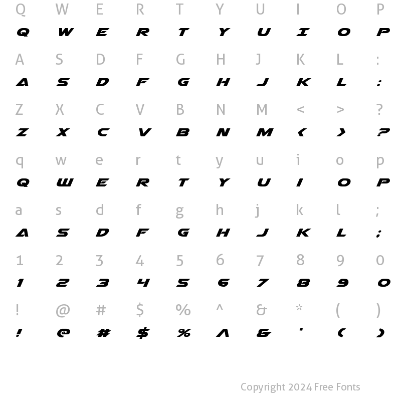 Character Map of Airstrike Expanded Expanded